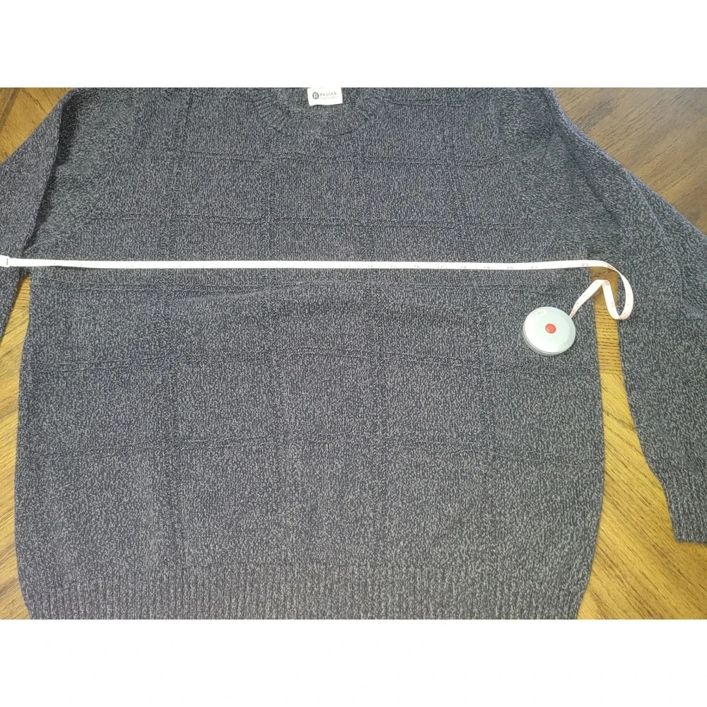 Haggar Textured Knit Sweater Dark Gray Crewneck 100% Cotton Pullover grandpacore